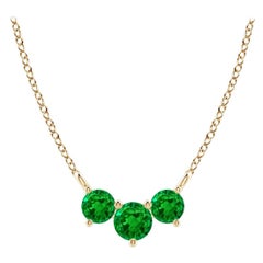 Collier d'émeraudes classiques Trio en or jaune 14 carats pour femmes, Angara Natural