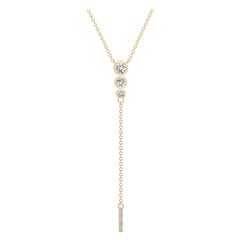 Angara Natural Three Stone Bezel-Set Diamond Lariat Necklace in 14K Yellow Gold