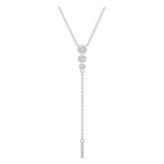Angara Natural Three Stone Bezel-Set Diamond Lariat Necklace in 14K White Gold