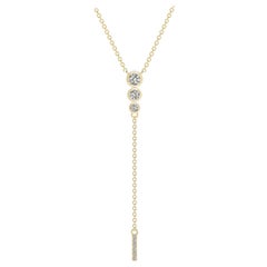 Angara Natural Three Stone Bezel-Set Diamond Lariat Necklace in 14K Yellow Gold