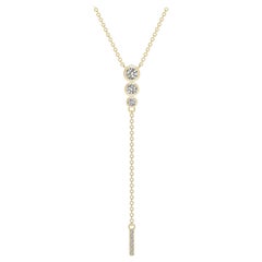 Angara Natural Three Stone Bezel-Set Diamond Lariat Necklace in 14K Yellow Gold