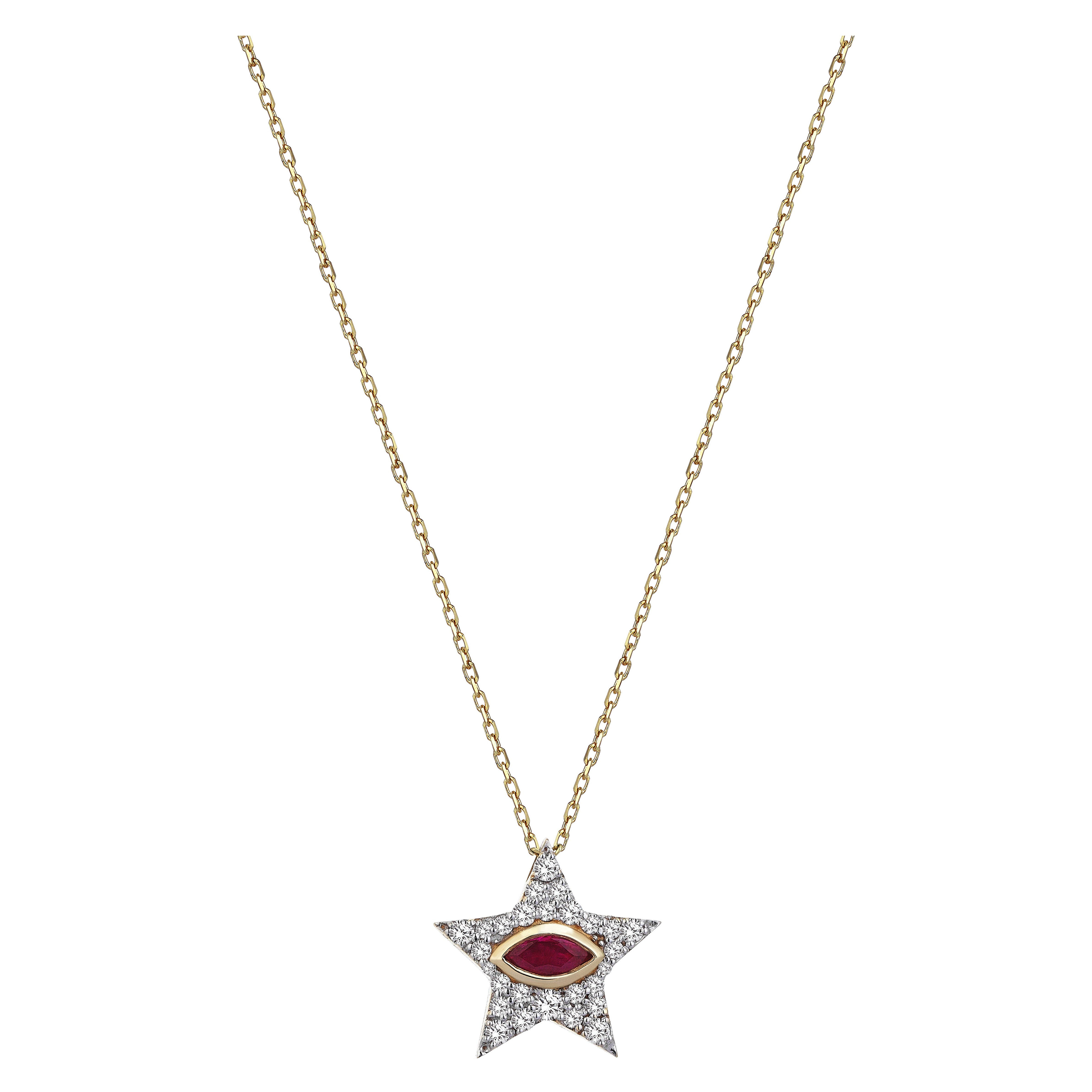 Serie Starlight Collar Estrella Diamante Rubí en venta