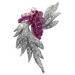 René Kern Platinum Brooch with 6.65ct Rubies & 4.95ct Diamonds