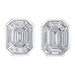 2 carats face visible (chacun) Émeraude Pie-Cut  Boucles d'oreilles en diamant serti clos