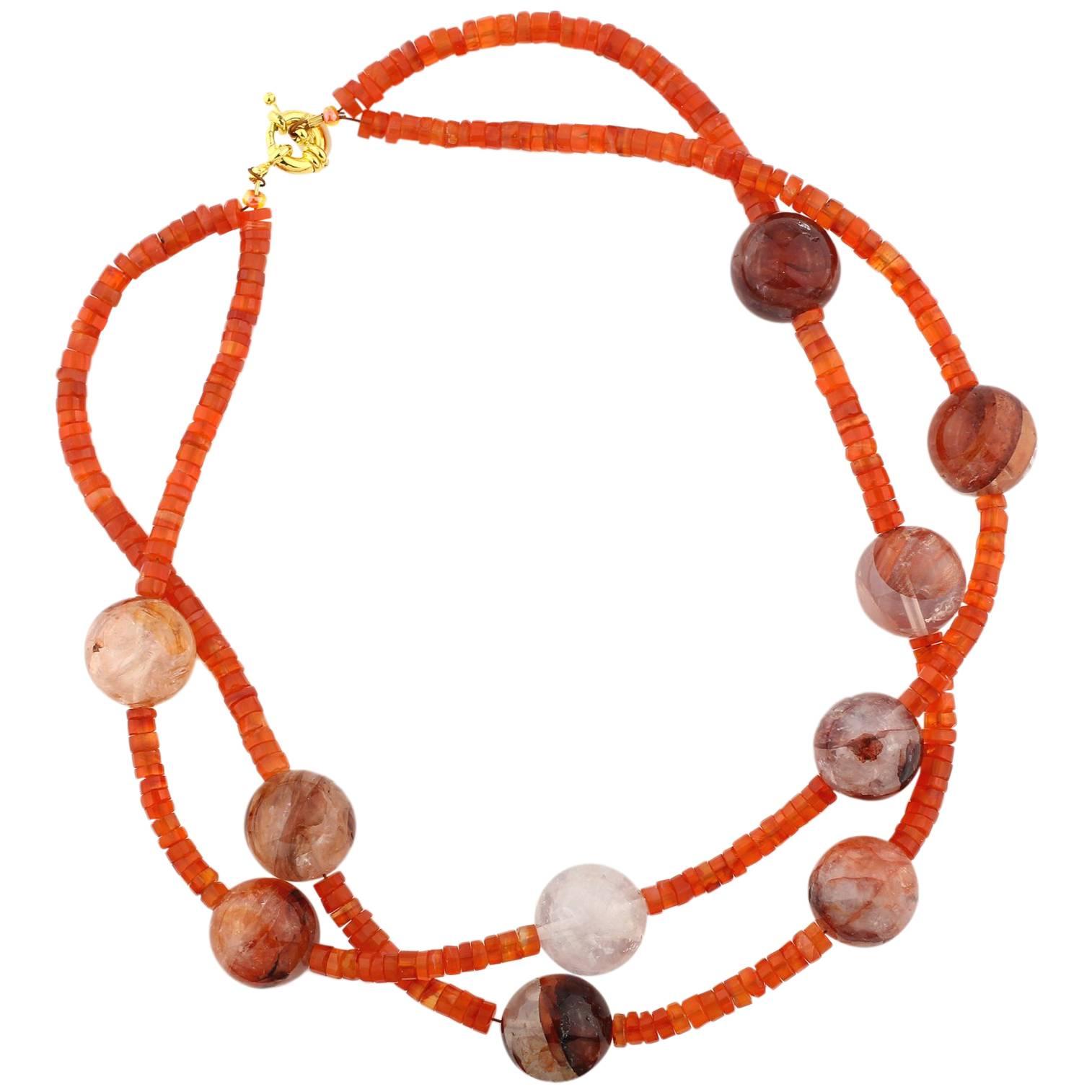 Carnelian and Strawberry Quartz Necklace