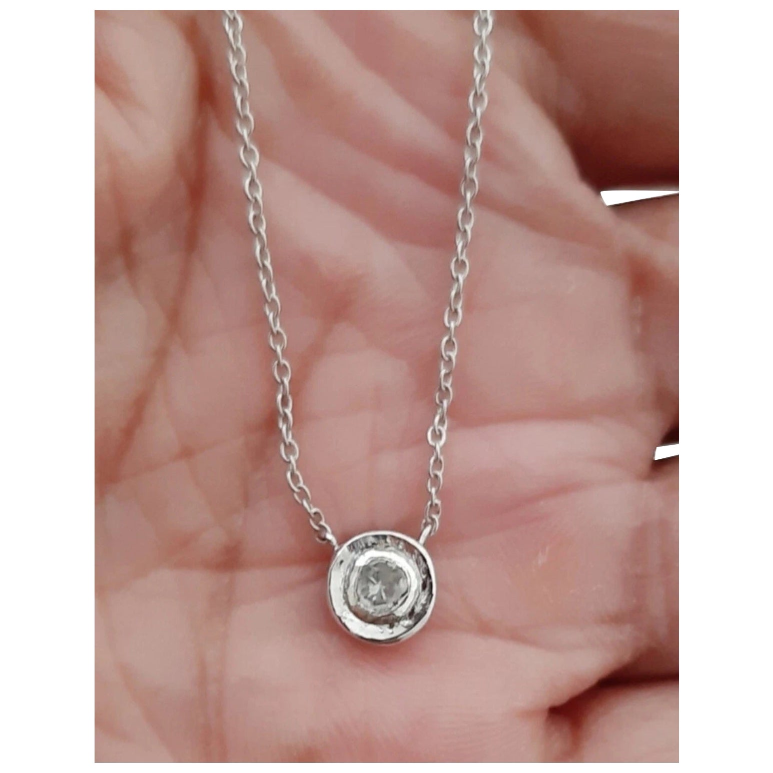Ciondolo con pavé di diamanti Ciondolo con pavé di diamanti in argento sterling 925 Ciondolo con diamanti polki.