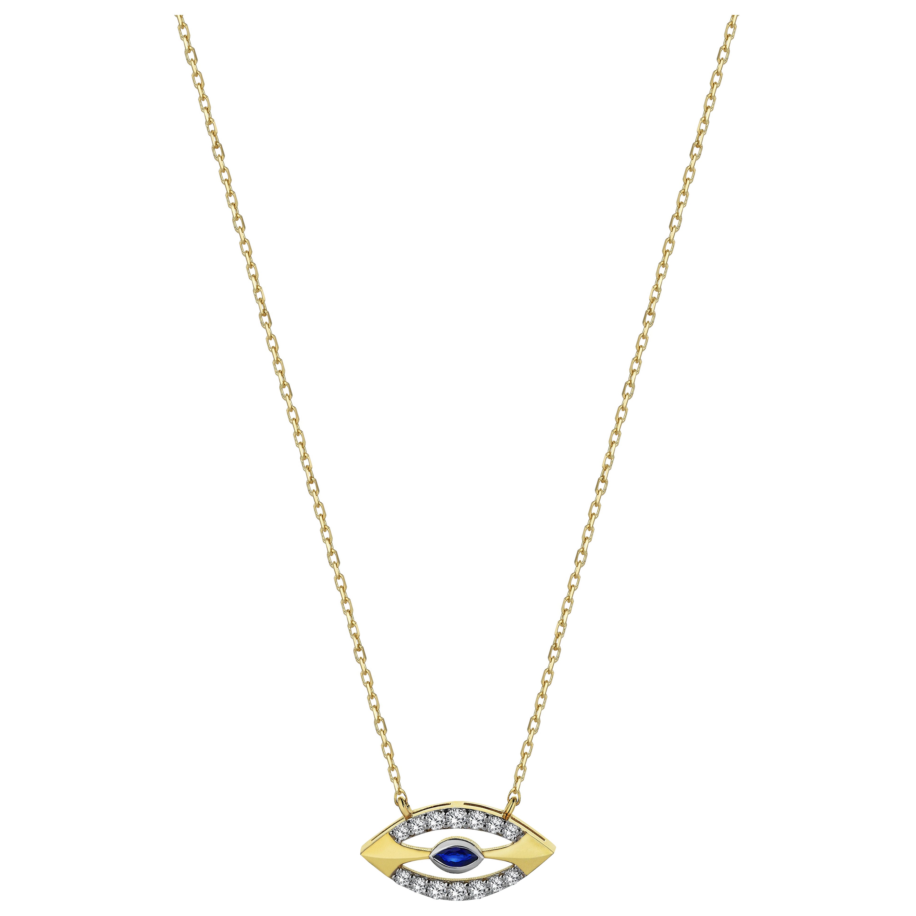 Collana di diamanti con zaffiro marquise Serie 7.83