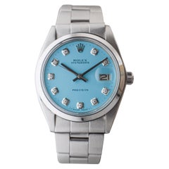 Rolex Stainless Steel Oysterdate with Custom Blue Diamond Dial 1960's