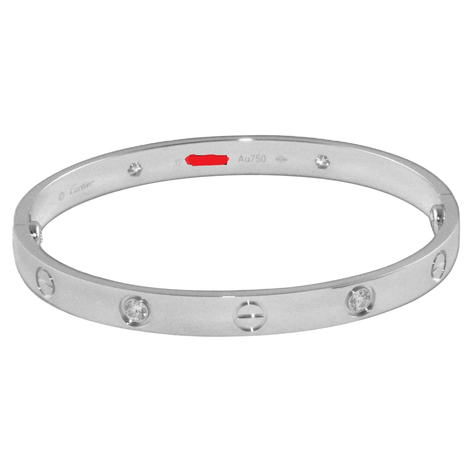 Cartier Love Bracelet Four Diamonds White Gold Bangle Bracelet