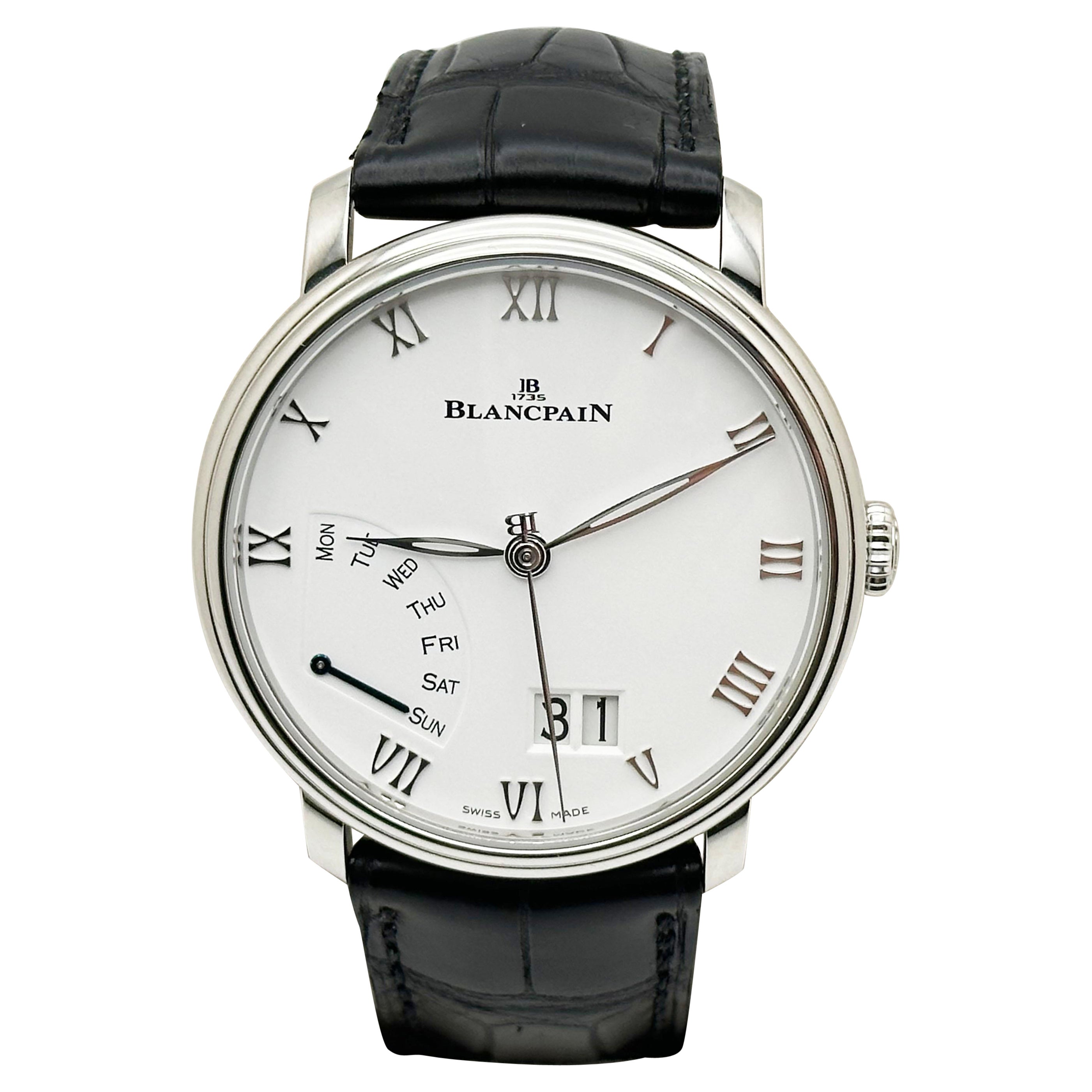 Blancpain Villeret Grande Date Jour Rétrograde 6668-1127 Acier Boîte Papier 40mm en vente