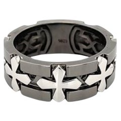 18K Weißgold & Rhodium Kreuzmotiv Ring