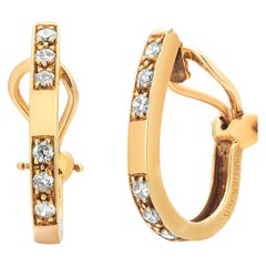 Pendientes de aro Cartier Vintage de oro amarillo de 18 quilates con diamantes de 0,90 pulgadas