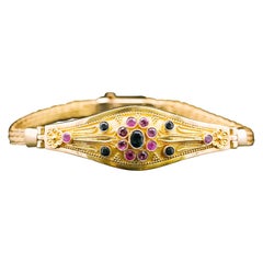 Ruby & Sapphire 22k Yellow Gold Bracelet Circa 1980s