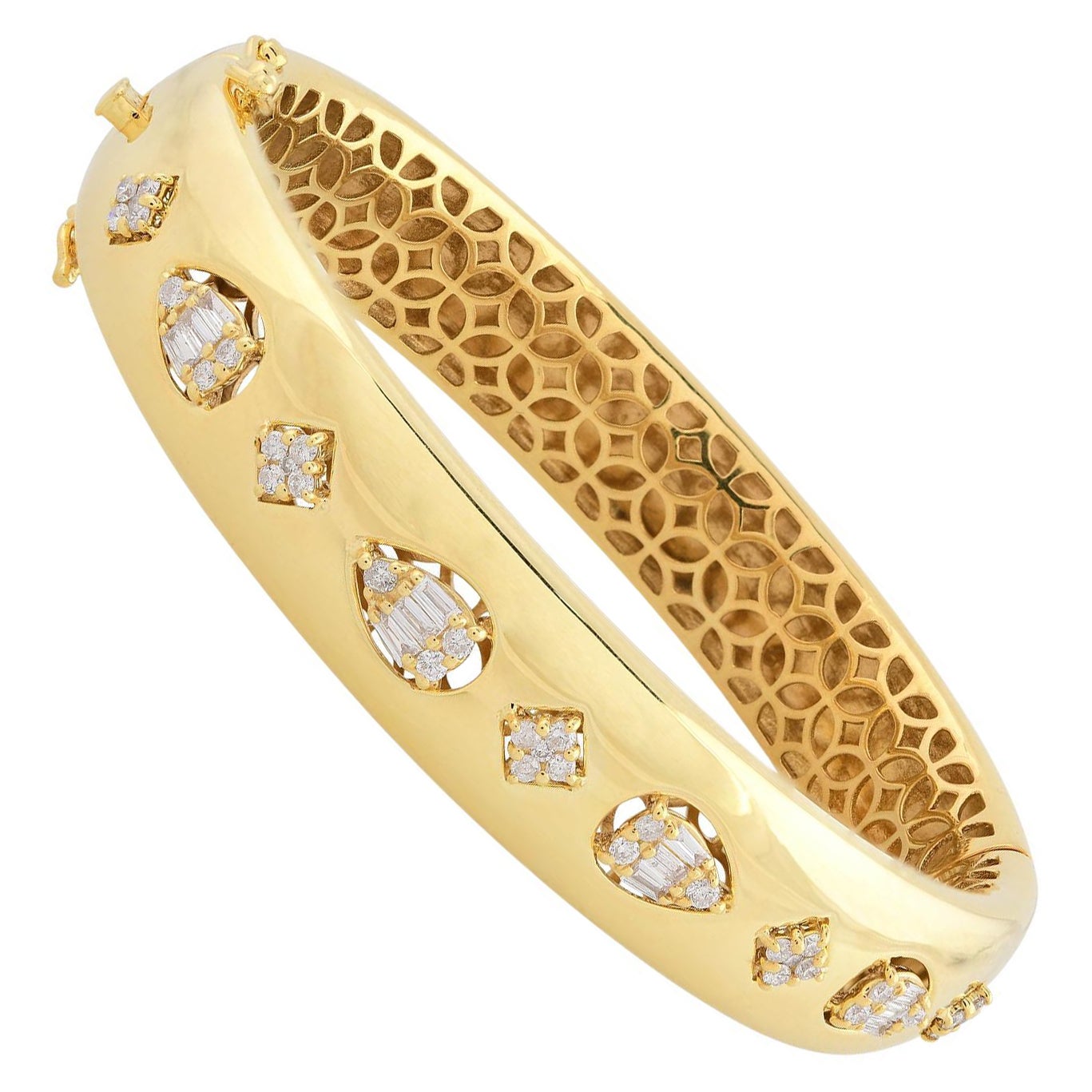 0,70 Karat Baguette Diamant Armreif Armband 18 Karat Gelbgold Feiner Schmuck