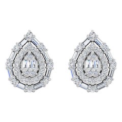 Orecchini con diamante da 1,5 carati SI/HI per tutti i giorni Orecchini in oro bianco 18 carati Gioielli di pregio