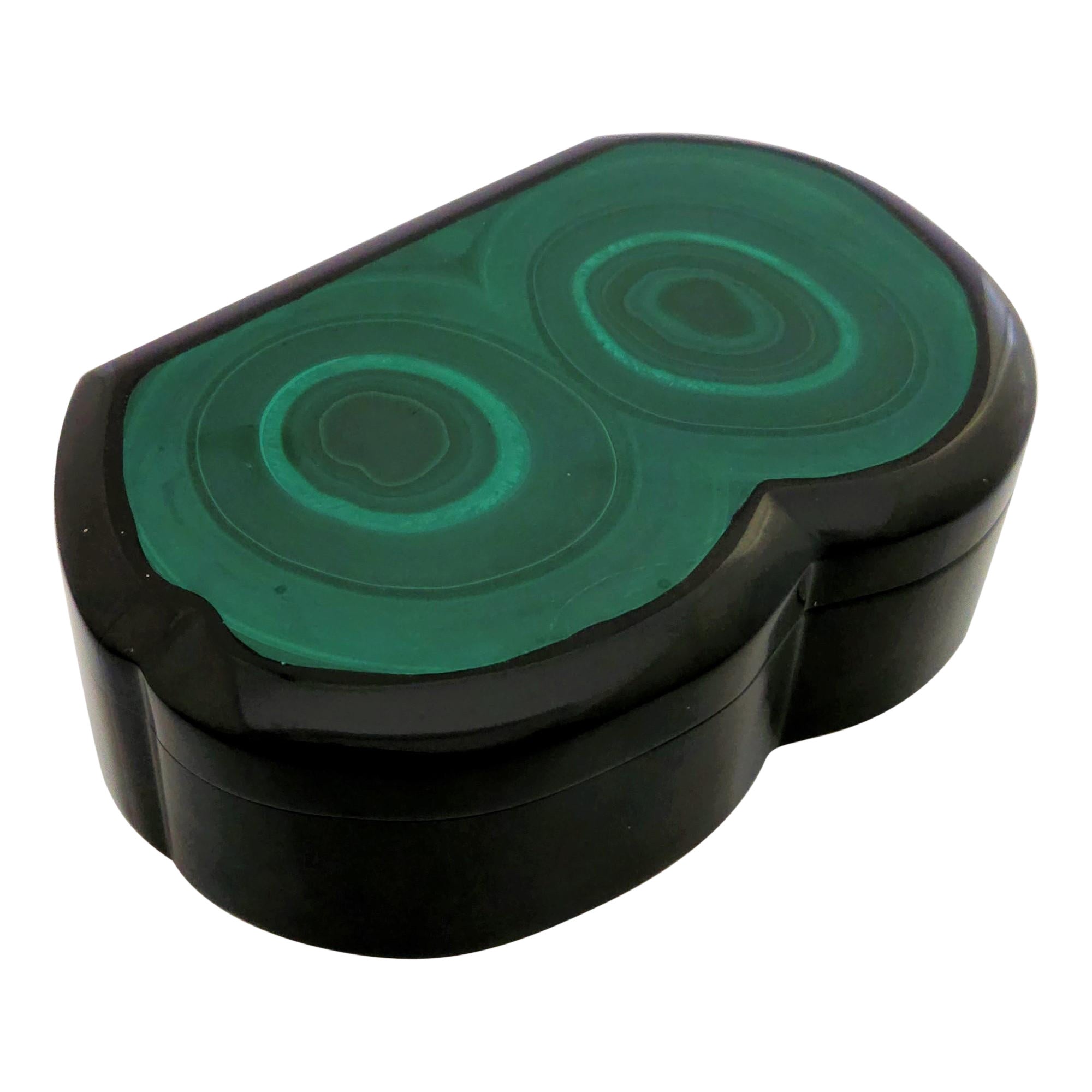 Oeil de malachite Boîte à bijoux décorative en pierres précieuses