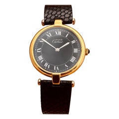 Cartier Vendome Vermeil 925 Roman Black Dial 30mm Watch