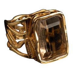 Portuguese Modernist Smoky Quartz and Gold Ring