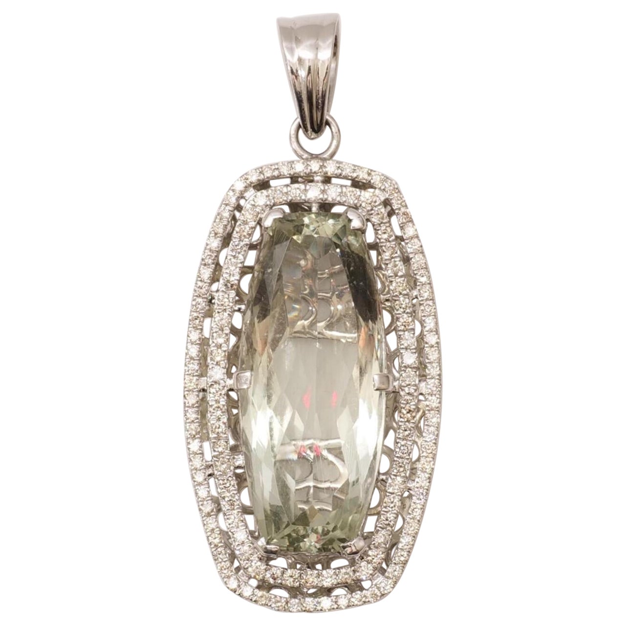 Amethyst-Halo-Diamant-Anhänger aus 14 Karat massivem Gold (zertifiziert) im Angebot