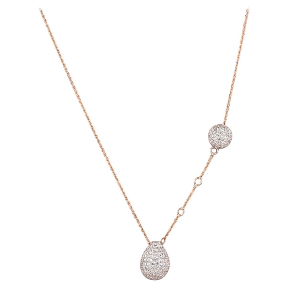 Teardrop Ball Diamond Necklace in 14k Solid Gold (Certified)