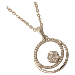 Collar Colgante de Doble Círculo de Diamantes en Oro Macizo de 14 K (Certificado)