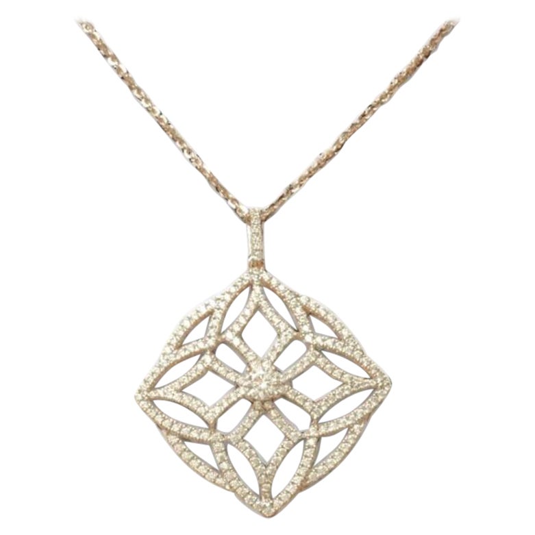 Collar Floral Art Decó con Colgante de Diamantes en Oro Macizo de 14 K (Certificado)