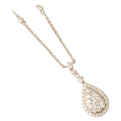 Collier de diamants Halo Teardrop en or massif 14K (certifié)