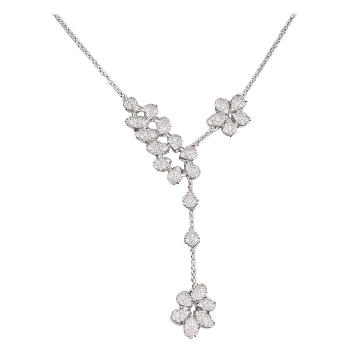 Collier de diamants en forme de goutte en Y en or massif 14K (certifié)