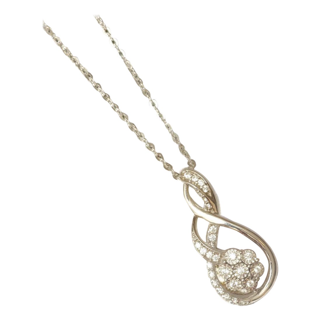 Collier pendentif diamant Infinity Swirl en or massif 14K (certifié)