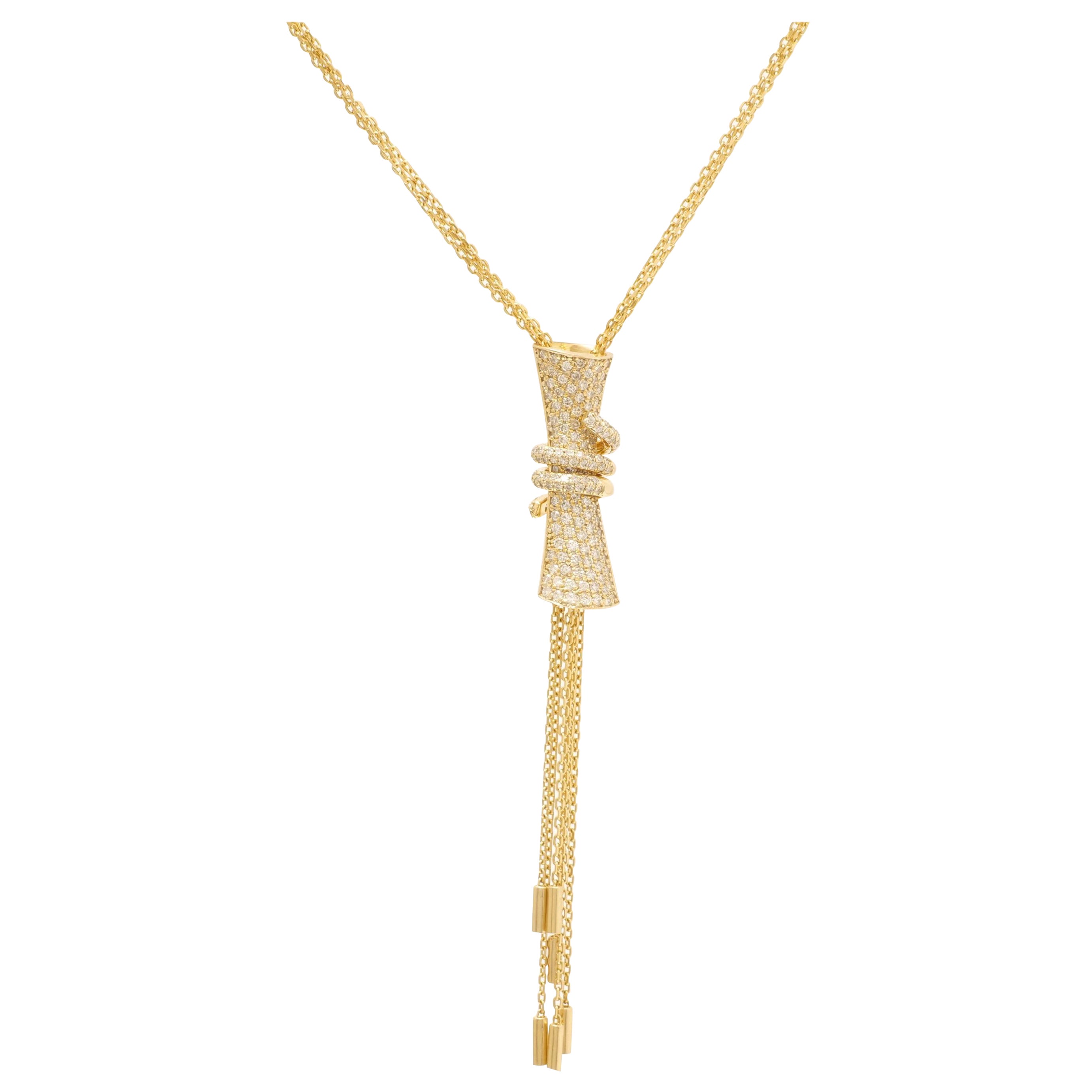 Collier en or massif 14k à breloques cylindriques en diamant (certifié) en vente