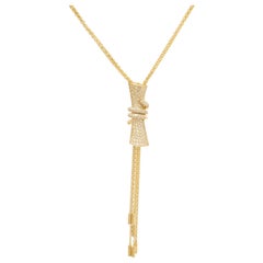 Collier en or massif 14k à breloques cylindriques en diamant (certifié)