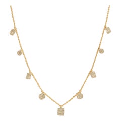 Collier station de diamants en or massif 14k (certifié)