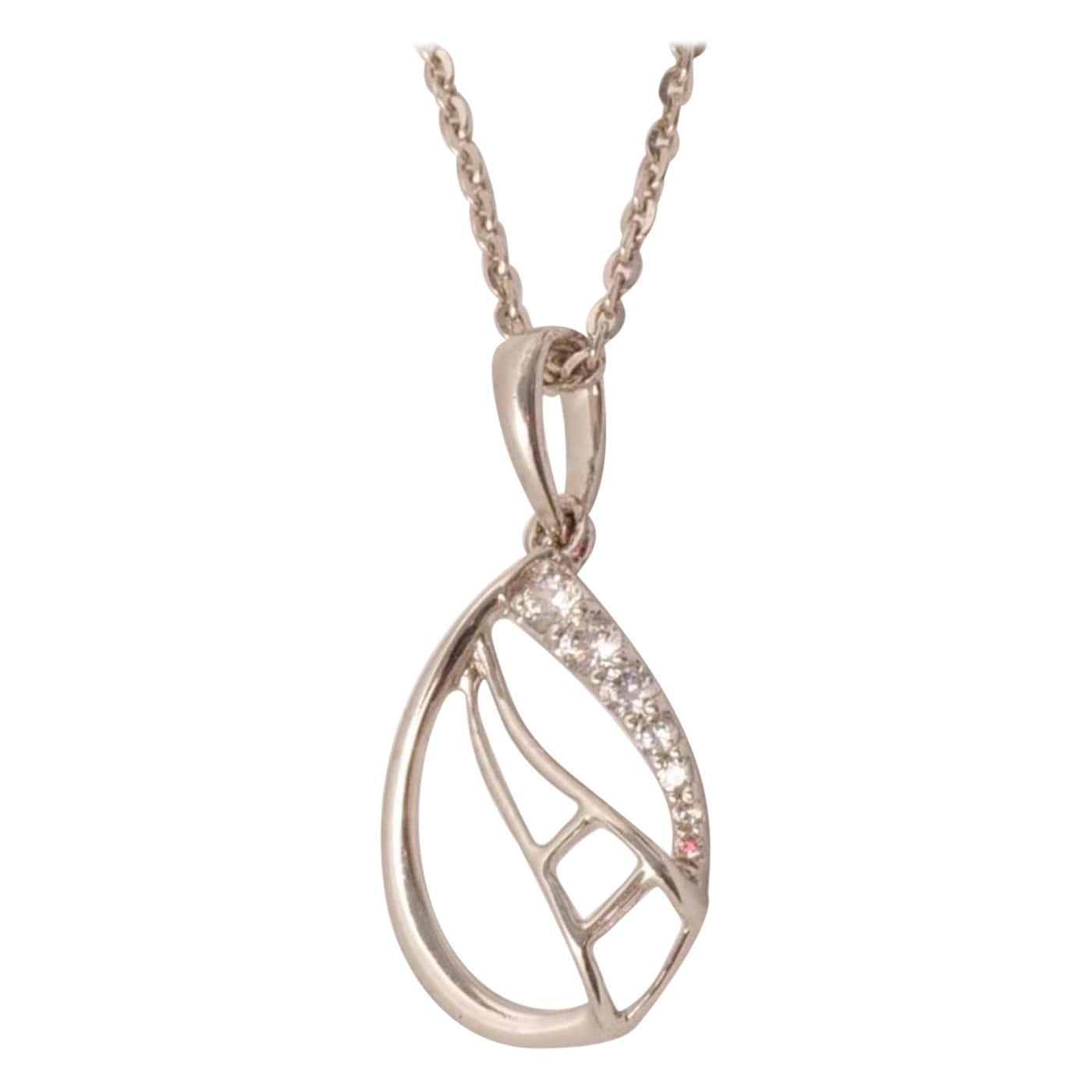 Teardrop Diamond Pendant Necklace in 14k Solid Gold (Certified) For Sale