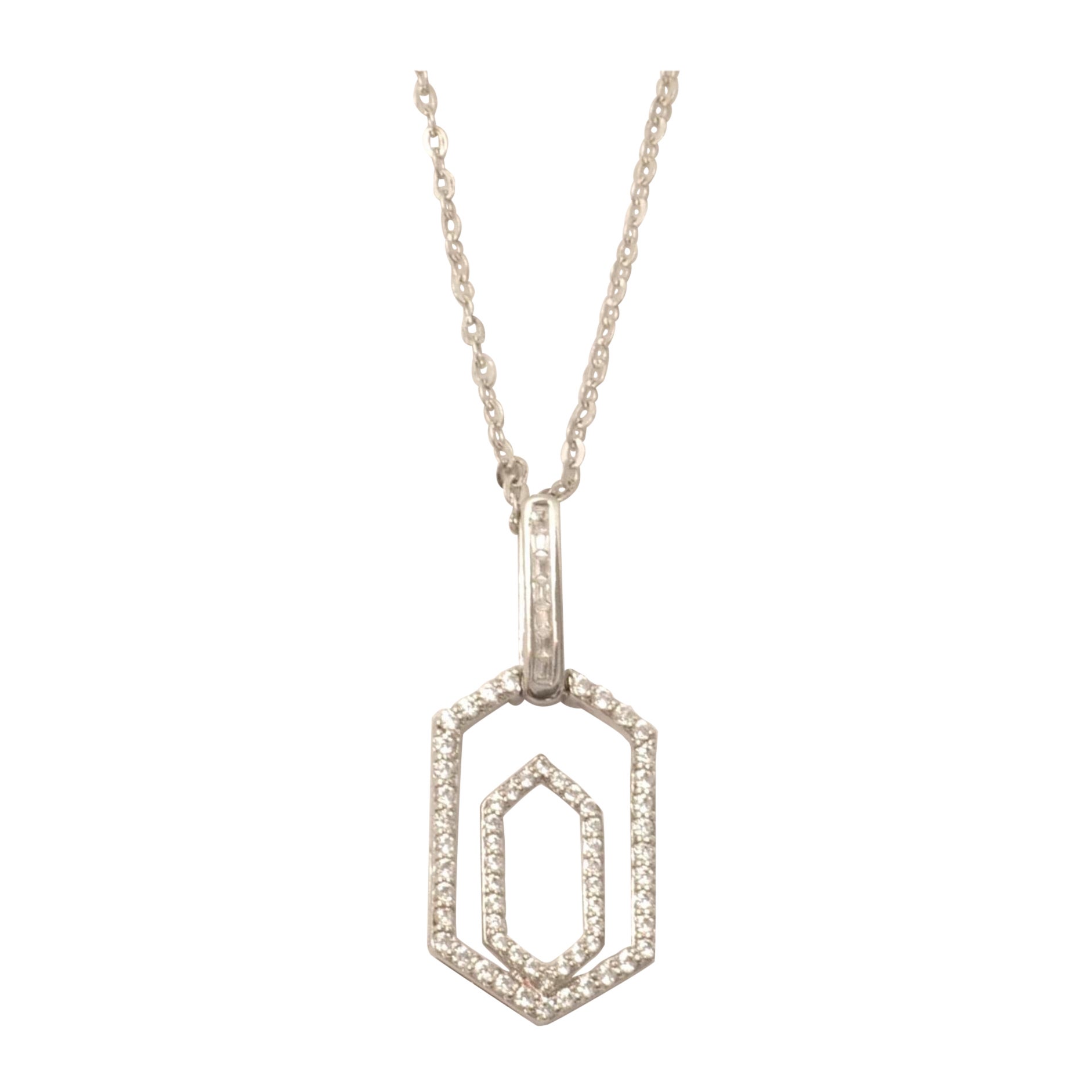 Collar Colgante de Diamantes Hexagonales de Oro Macizo de 14 K (Certificado) en venta