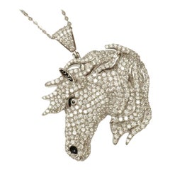 Horse Majestic Equine Diamond Pendant Necklace in 14K Solid Gold (Certified)