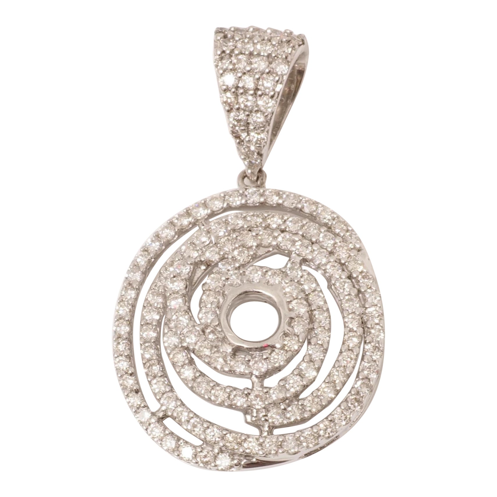 Collier à pendentif pavé en spirale en or massif 14k (certifié) en vente