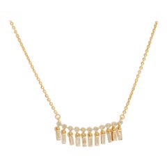Collier de diamants baguettes en or massif 14K (certifié)