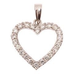 Pendentif en or massif 14K avec diamant en forme de cœur ouvert (certifié)