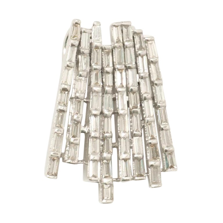Pendentif en or massif 14k avec diamant baguette (certifié)
