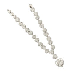 Collier de diamants Halo Heart Drop en or massif 14k (certifié)