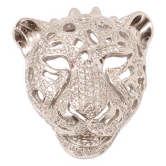 Panther Head Diamond Pendant in 14k Solid Gold (Certified)