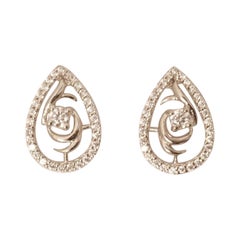 Pendientes de oro macizo de 14 quilates con diamantes en forma de lágrima (certificados)