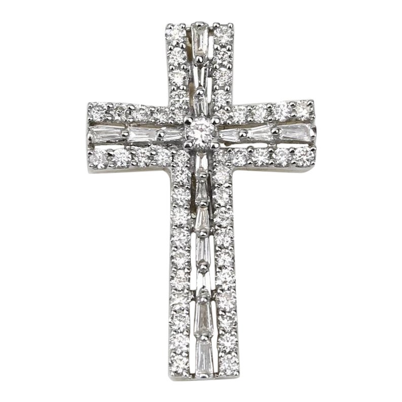 Ciondolo con croce di diamanti in oro massiccio 14k (certificato)