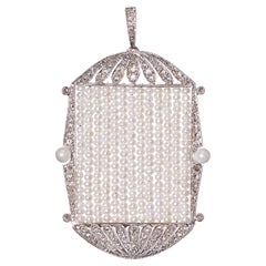 Ciondolo Art Deco con perle, diamanti e platino, circa 1930