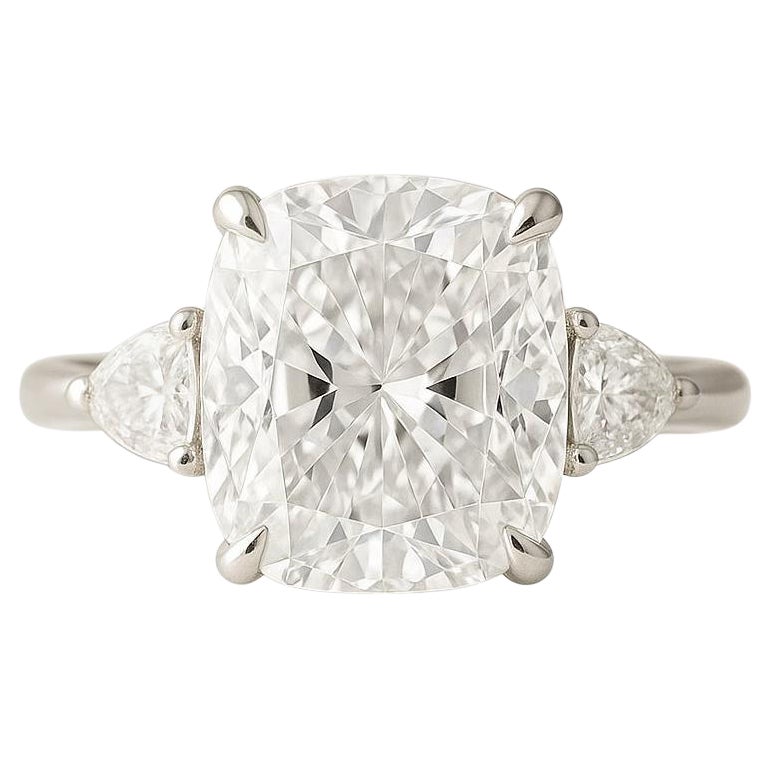 Bague de fiançailles en platine avec diamant taille coussin de 3 carats de couleur F certifié GIA
