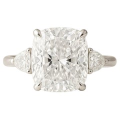 Bague de fiançailles en platine avec diamant taille coussin de 3 carats de couleur F certifié GIA