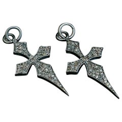 925 Sterling Silver Diamond Cross Pendant Designer Unisex Religious Pendant Gift