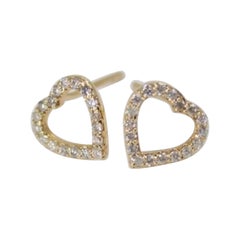 Boucles d'oreilles en or massif 14K Mini Heart Diamond Studs Gold Jewelry Birthday Gifts.
