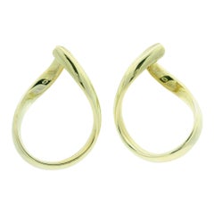 Roberto Coin Italian 18k Yellow Gold Polished Finish Wavy Hoop Snap Earrings