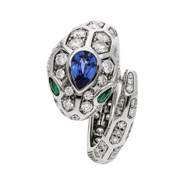 Bvlgari Serpenti Seduttori Schlangenring aus 18 Karat Weißgold mit Diamanten